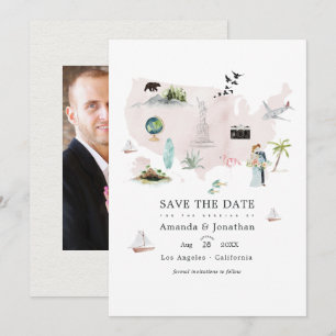 Save The Date Aquarelle Floride USA Destination Mariage Photo