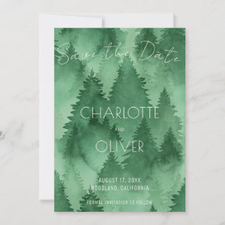 Save The Date Aquarelle Forêt humide Mariage rustique moderne