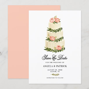 Save The Date Aquarelle Gâteau rustique
