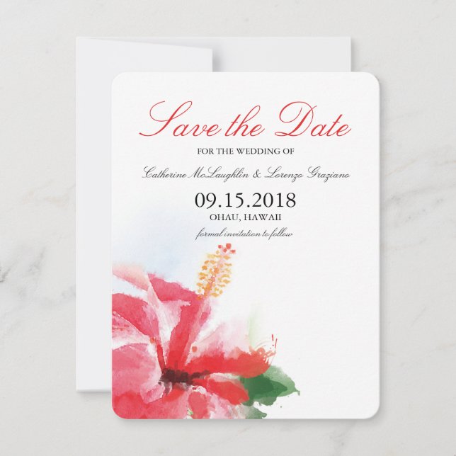 Save The Date Aquarelle Hibiscus Flower Breeze | Enregistrer la  (Devant)
