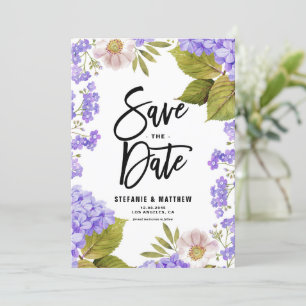 Save The Date Aquarelle Lavande Hydrangea Floral QR Code