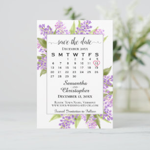 Save The Date Aquarelle Lilacs & Calendrier Elegant Mariage Boho