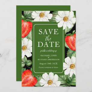 Save The Date Aquarelle Mariage Floral fraise