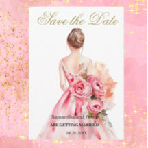 Aquarelle Mariage Gown Gold Enregistrer la date
