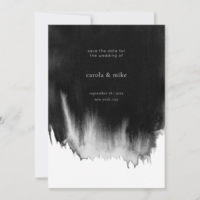 Save The Date Aquarelle minimale Abstraite moderne noir (Devant)