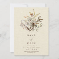 Aquarelle minimaliste Fleur sauvage Faux Linen