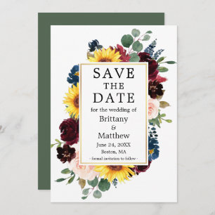 Save The Date Aquarelle Mixte Floral Eucalyptus Or