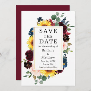 Save The Date Aquarelle Mixte Or Floral