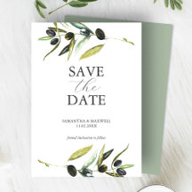 Aquarelle moderne Branche d'olive Enregistrer la d
