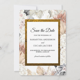 Save The Date Aquarelle moderne Floral Orchid Gold Frame