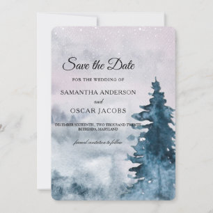 Save The Date Aquarelle moderne hiver Arbre de Noël Nature Save