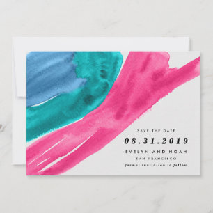 Save The Date Aquarelle moderne rose chaud Enregistrer la date