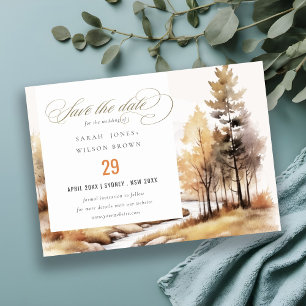 Save The Date Aquarelle Muet Automne Mariage paysage Automne