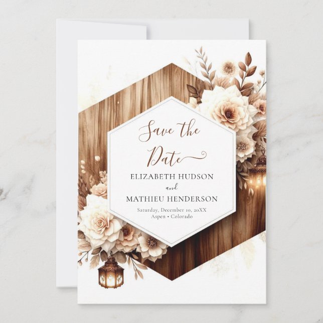 Save The Date Aquarelle Nature Mariage rustique (Devant)