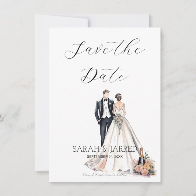 Save The Date Aquarelle Nouveaux mariés (Devant)