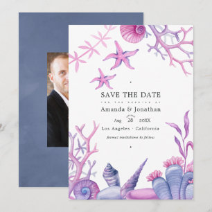 Save The Date Aquarelle Océan Vie Mariage nautique Photo