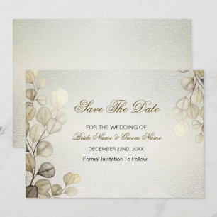 Save The Date Aquarelle Or Eucalyptus Foliage Mariage brillant