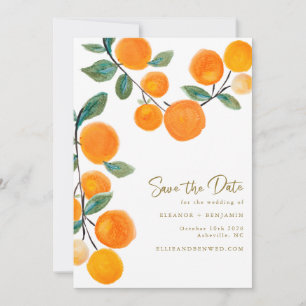Save The Date Aquarelle Orange Citrus Mariage de script