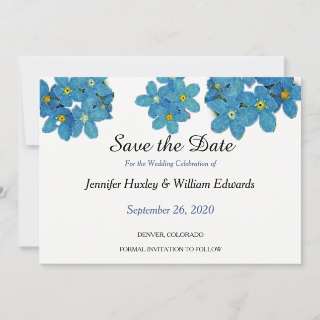 Save The Date Aquarelle Oubliez-moi pas Fleurs Enregistrer la da (Devant)