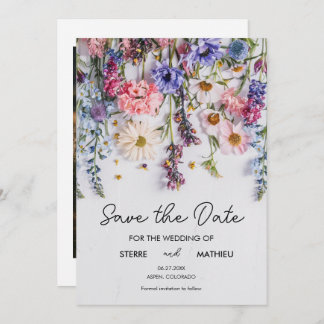 Save The Date Aquarelle Pastels Fleurs sauvages