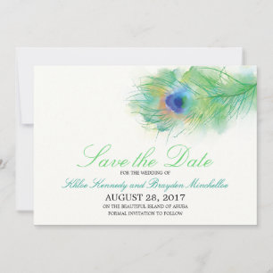 Save The Date Aquarelle Peacock Feather Enregistrer la date
