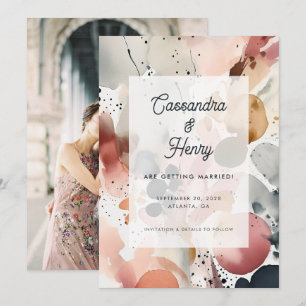 Save The Date Aquarelle Peinture moderne Pastel Photo Mariage
