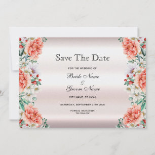 Save The Date Aquarelle Peony Flower Enregistrer La Date