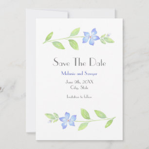 Save The Date Aquarelle Périwinkle Flower Enregistrer La Date