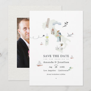 Save The Date Aquarelle photo de mariage de destination italienn