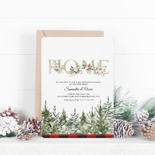 Save The Date Aquarelle Pine verte et Buffle rouge Plaid