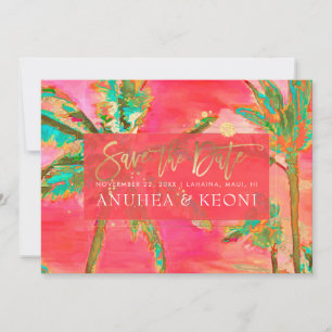 Save The Date Aquarelle PixDezines Vintage Hawaii/Enregistrer la