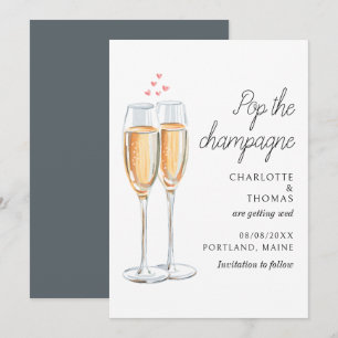Save The Date Aquarelle Pop Le Mariage Script Champagne