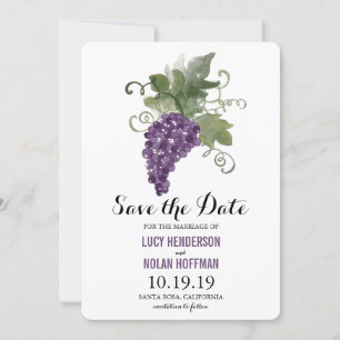 Save The Date Aquarelle Raisins Vignoble Enregistrer la date