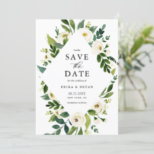 Save The Date Aquarelle Ressort Fleurs blanches Cadre