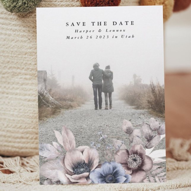 Save The Date Aquarelle romantique Elégante Muté Floral (Créateur téléchargé)