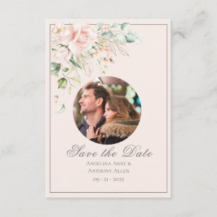 Save The Date Aquarelle rose Blush Photo Floral Mariage moderne