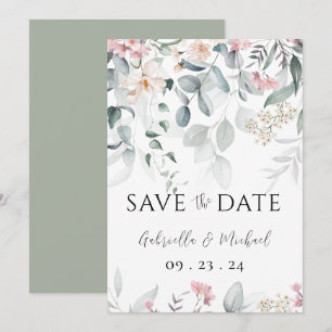 Save The Date Aquarelle rose Mariage de verdure