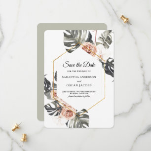 Save The Date Aquarelle rose moderne Beauté Fleurs et gouttes d'