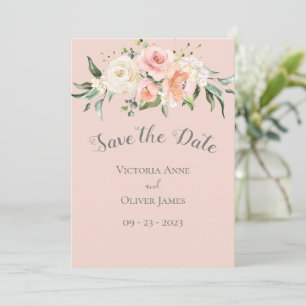 Save The Date Aquarelle rose pâle Mariage floral romantique