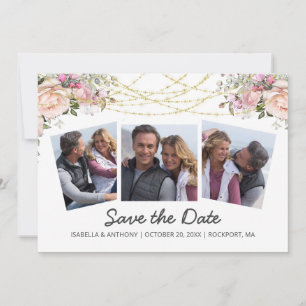 Save The Date Aquarelle rose rose rose rose floral blanc 3Photo