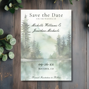 Save The Date Aquarelle Rustic Mountain Lake Mariage forestier