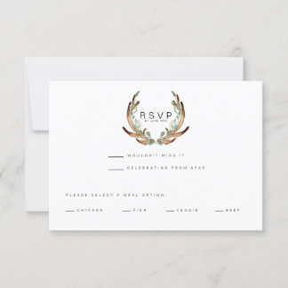 Save The Date Aquarelle Rustique Antler | RSVP | MARIAGE