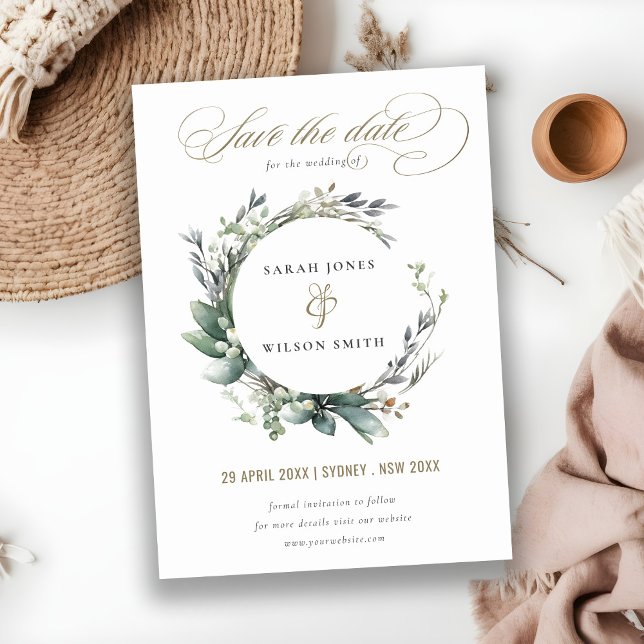 Save The Date Aquarelle rustique Mariage de serrure vert feuilla (Créateur téléchargé)