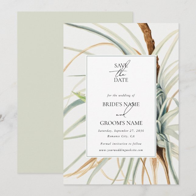 Save The Date Aquarelle Rustique Neutral Boho Mariage botanique (Devant / Derrière)