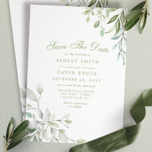 Save The Date Aquarelle Rustique Vert Floral Enregistrer La Date