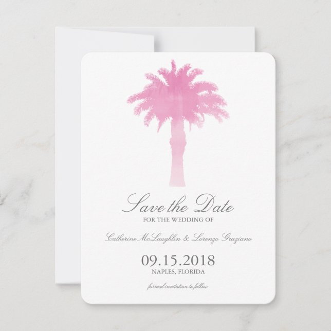 Save The Date Aquarelle Serene Palm Tree | Enregistrer la date (Devant)