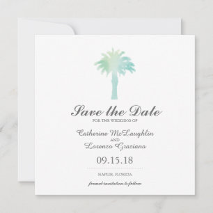 Save The Date Aquarelle Serene Palm Tree   Enregistrer la date