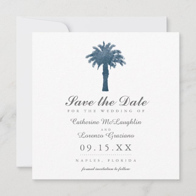Save The Date Aquarelle Serene Palm Tree Enregistrer la date (Devant)