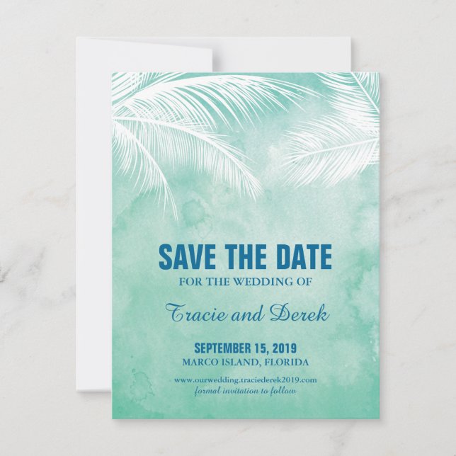 Save The Date Aquarelle sous les palmiers | Enregistrer la date (Devant)
