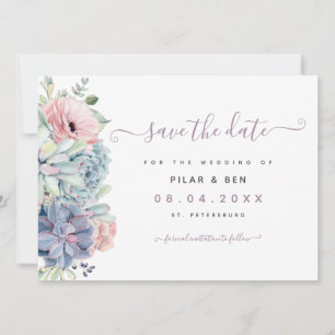 Save The Date Aquarelle succulente moderne mariage floral 